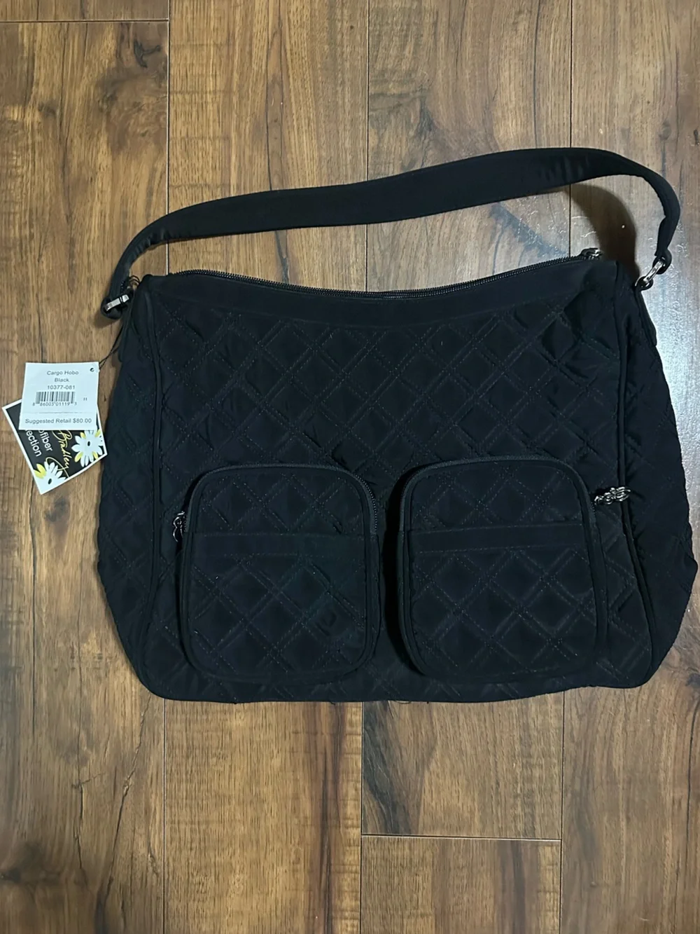 Vera Bradley Quilted Black Bag with Front Pockets